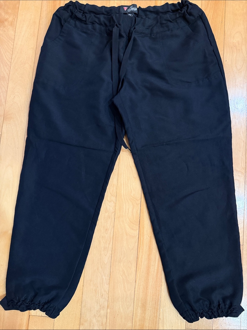 Guess Black Cropped Pants Elastic Waist Size M